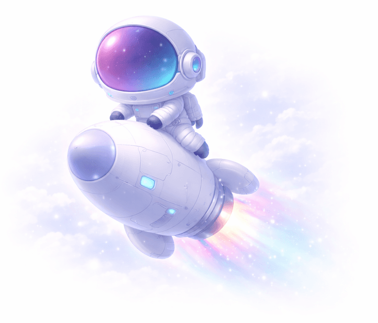 Lou on rocket illustration